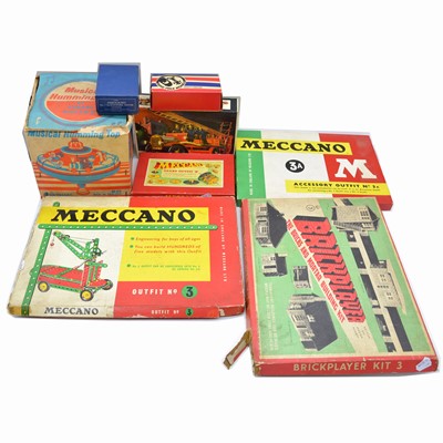 Lot 1188 - Four Meccano sets; Grand Prix Models car kit; Chad Valley spinning top; others