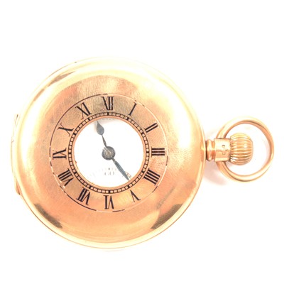 Lot 284 - J W Benson, London - a 9 carat yellow gold half hunter pocket watch.