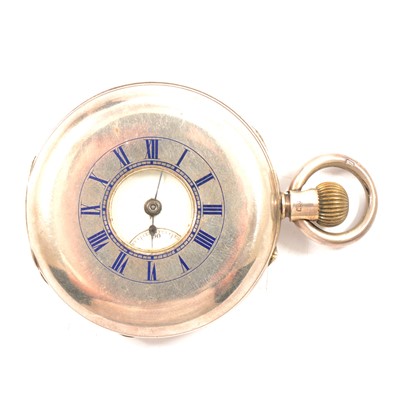 Lot 291 - A silver half hunter pocket watch.