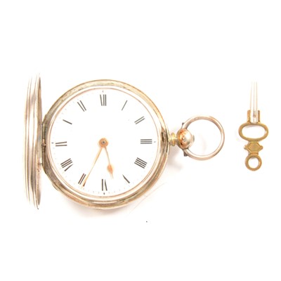 Lot 292 - A silver full hunter pocket watch.