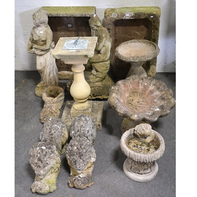 Lot 207 - Two rectangular stone sinks, garden ornaments