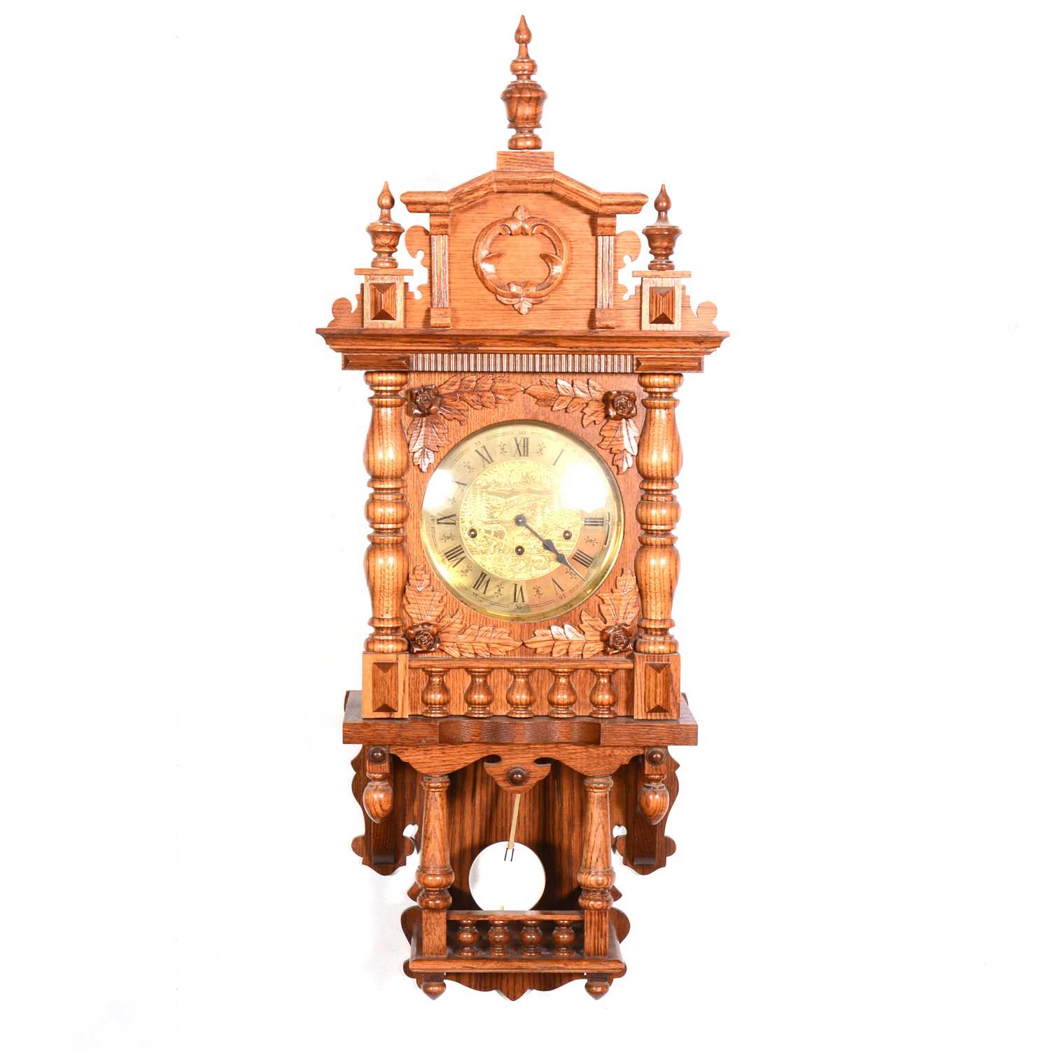 Lot 340 - Reproduction oak wall clock