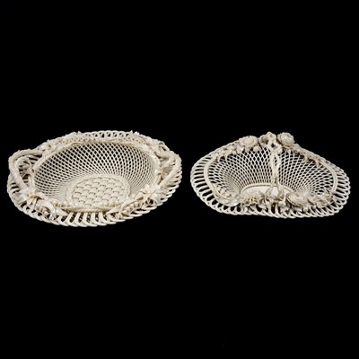 Lot 1 - Two early 20th century Belleek Irish porcelain baskets