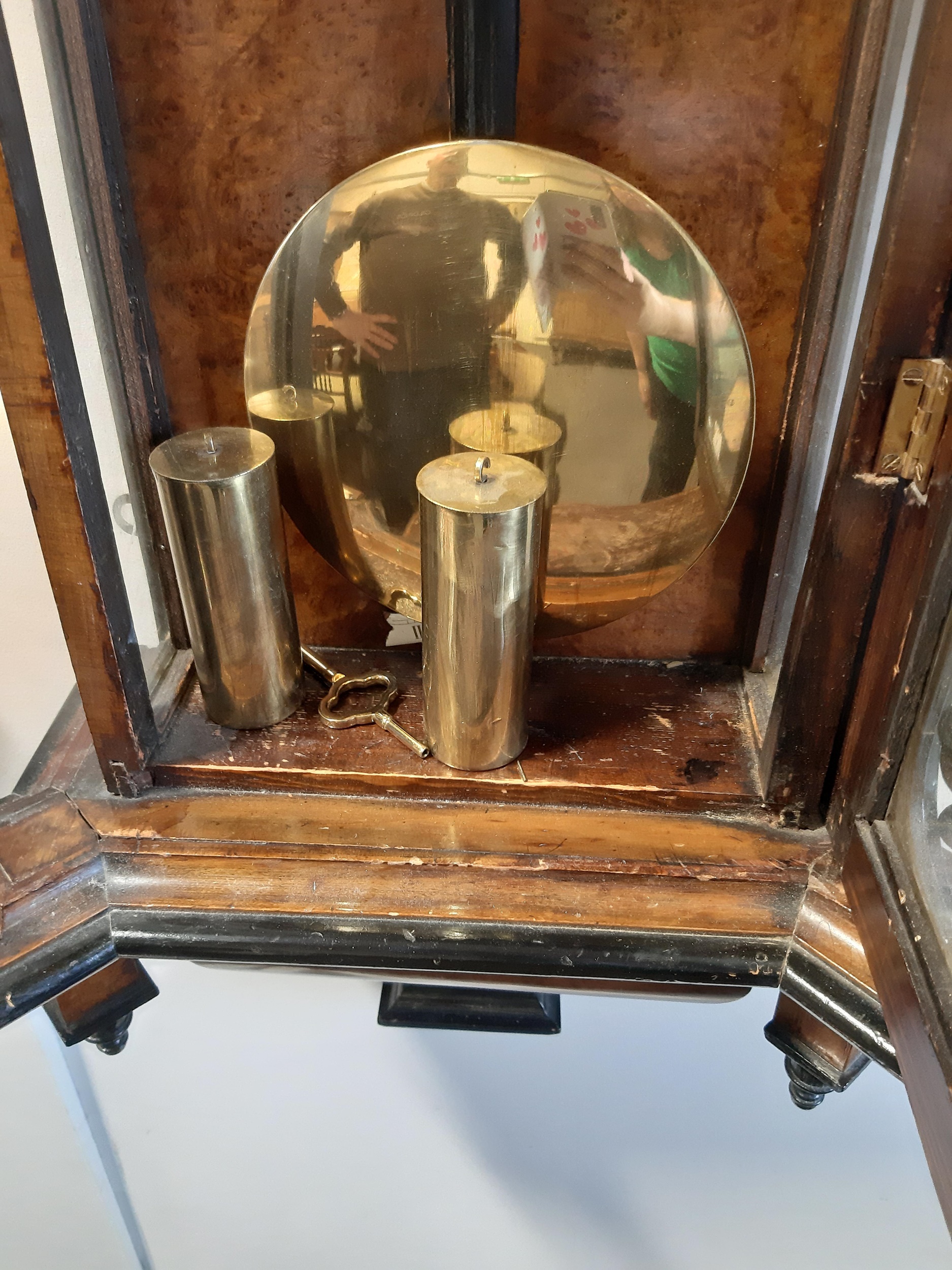 Lot 341 - Vienna wall clock, walnut case, turned