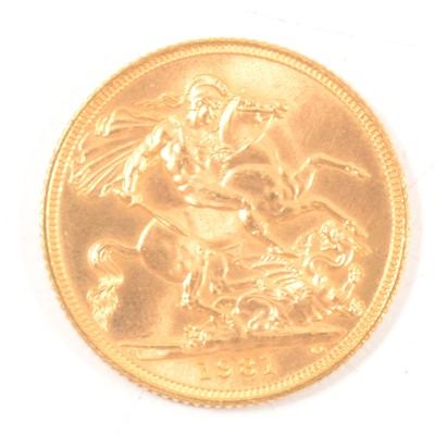 Lot 273 - Elizabeth II, gold Sovereign coin, 1981.