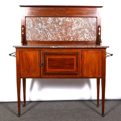 Lot 363 - Edwardian mahogany washstand, satinwood...