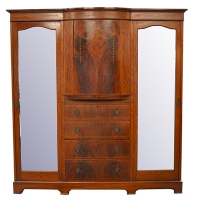 Lot 388 - Edwardian mahogany and marquetry triple...