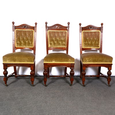 Lot 413 - Set of six Victorian walnut dining chairs,...