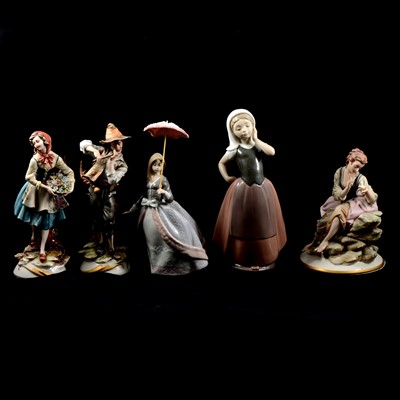 Lot 94 - Collection of ten ceramic figurines, including Lladro, Doulton , Etc