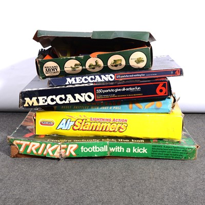 Lot 202 - Meccano sets and games, six including Meccano set no.6 and no.4 etc