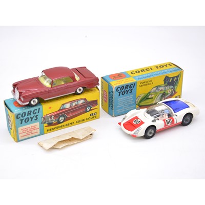 Lot 1094 - Corgi Toys die-cast models, two including no.230 Mercedes-Benz and no.330 Porsche Carrera 6