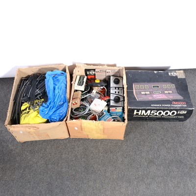 Lot 200 - OO gauge model railways, two boxes of controllers, track and accessories.