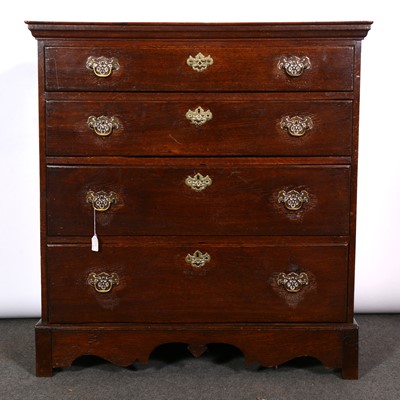 Lot 368 - George III oak chest of drawers, adapted,...