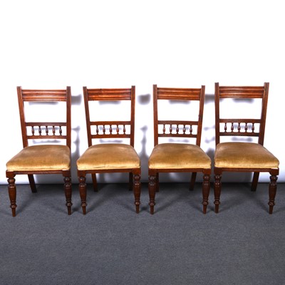 Lot 93 - Set of four Edwardian walnut dining chairs.