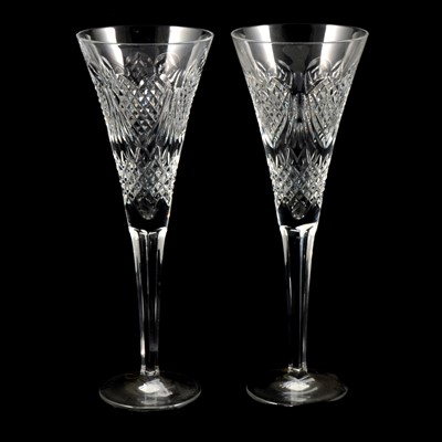 Lot 28 - Pair of large Waterford Crystal Heirloom Heart champagne flutes.