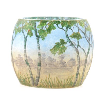 Lot 26 - Daum, an enamelled cameo glass 'Landscape' vase, circa 1900