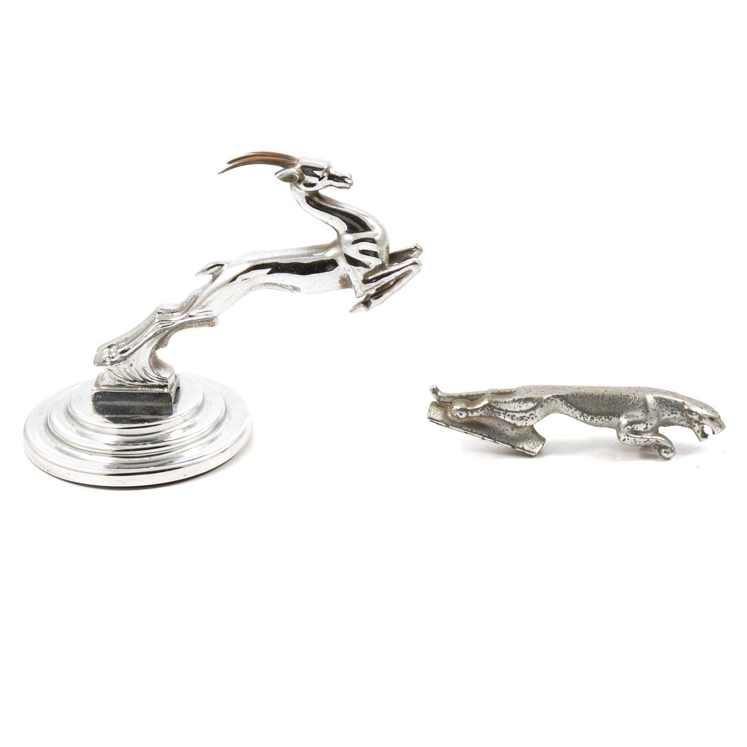 Lot 113 Singer Gazelle chrome car mascot, and Jaguar