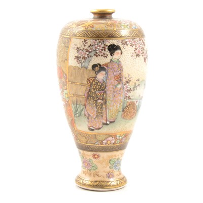 Lot 12 - Satsuma vase, figures under wisteria
