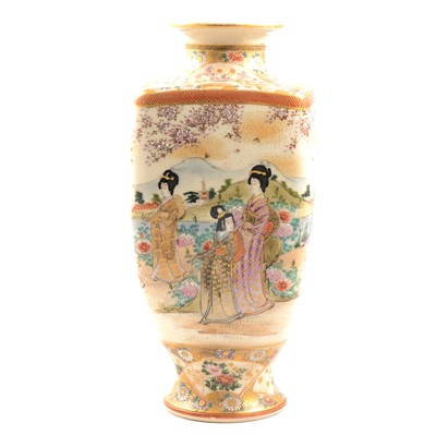 Lot 11 - Satsuma pottery vase, decorated with women before a riverbank