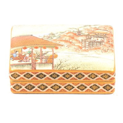 Lot 177 - Japanese Satsuma pottery box and cover, by Kizan