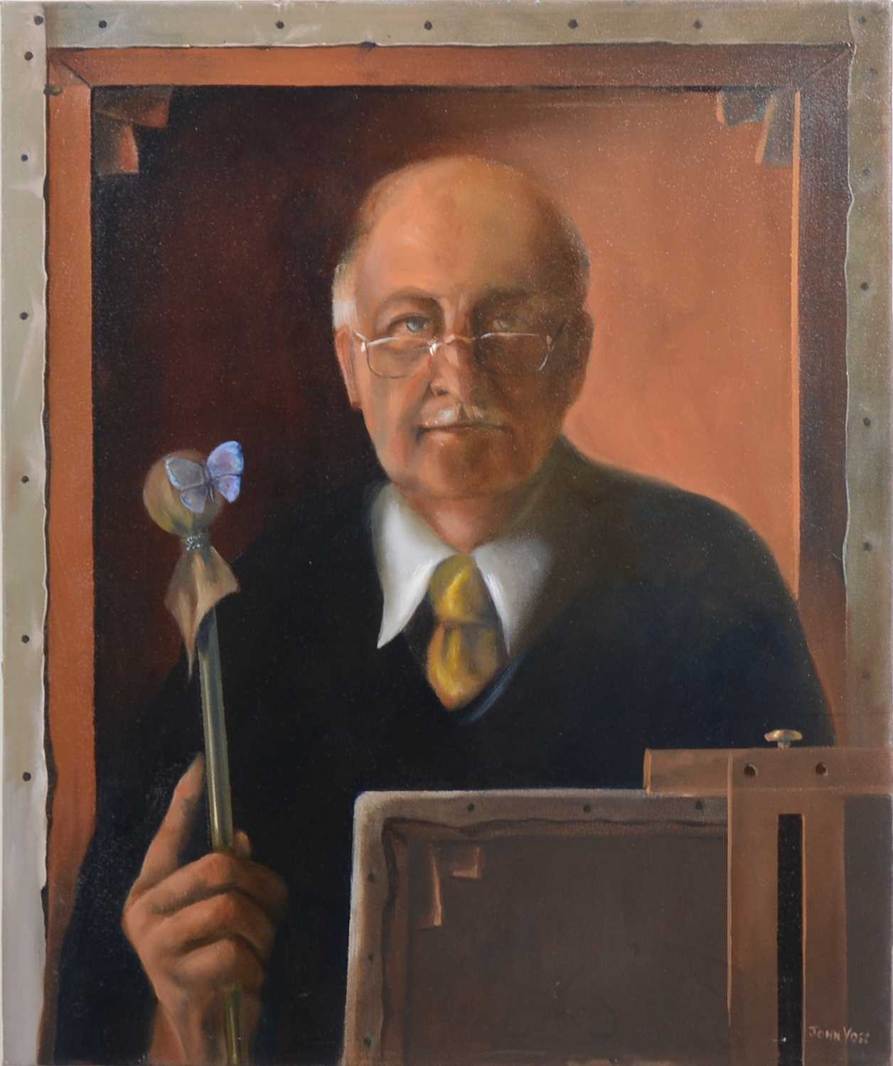 Lot 156 - John Voss, Self-portrait with butterfly