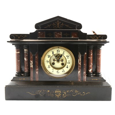 Lot 210 - Victorian slate and marble mantel clock