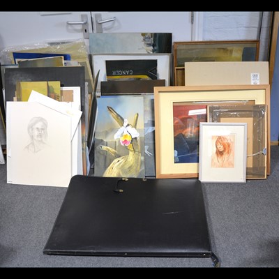 Lot 212 - A large quantity of remaining artworks, frames, and items from the studio of John Voss