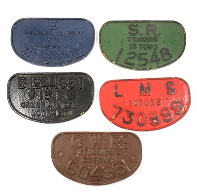 Lot 185 - Five cast iron railway plaques