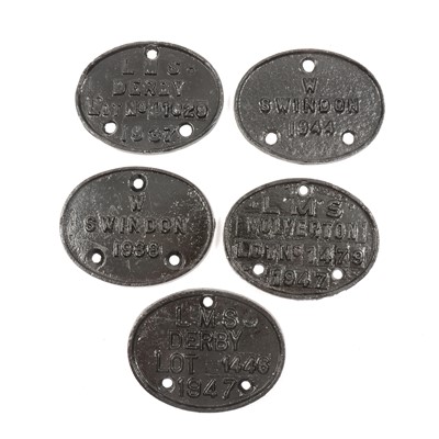 Lot 179 - Five cast iron small oval railway plaques