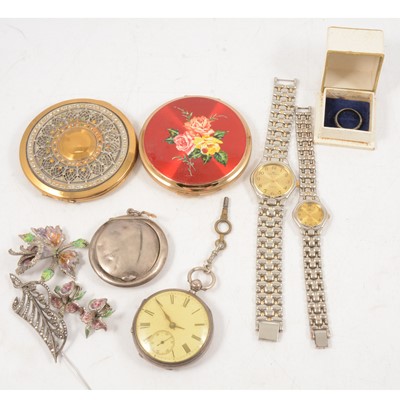 Lot 281 - Silver pocket watch, etc.