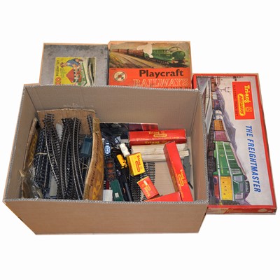 Lot 363 - One box of Tri-ang sets, coaches and accessories, Bayko building set.