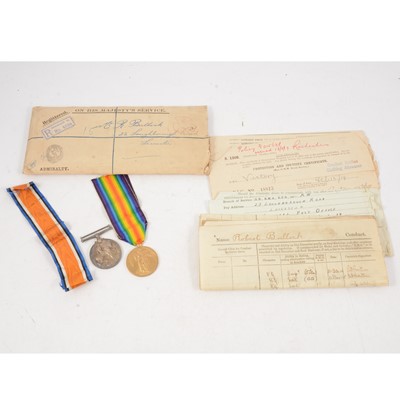 Lot 263 - Medals - A WW1 group of 2 to J.51195 AB Robert Bullock, Royal Navy.