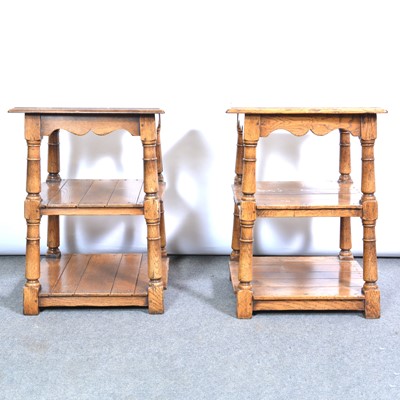 Lot 372 - Pair of modern oak lamp tables