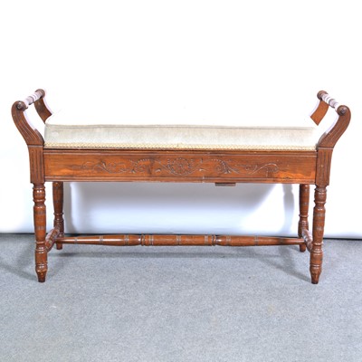 Lot 385 - Edwardian walnut duet stool