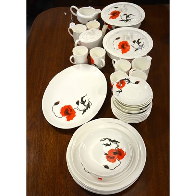Lot 84 - Susie Cooper for Wedgwood, a Corn Poppy pattern tea and dinner service