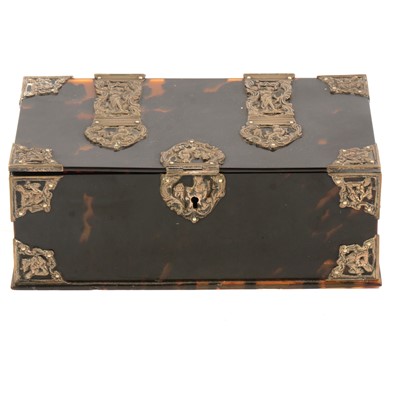 Lot 128 - Simulated tortoiseshell Casket, with white...