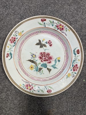 Lot 14 - Chinese famille rose plate, Qianlong, and another similar plate