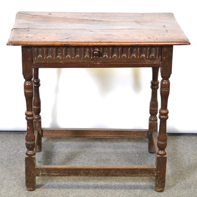 Lot 324 - Joined oak side table, early 18th Century