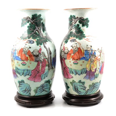 Lot 170 - Pair of Chinese porcelain famille rose vases