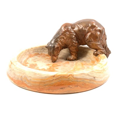 Lot 189 - Austrian bronze of a bear drinking from a marble bowl