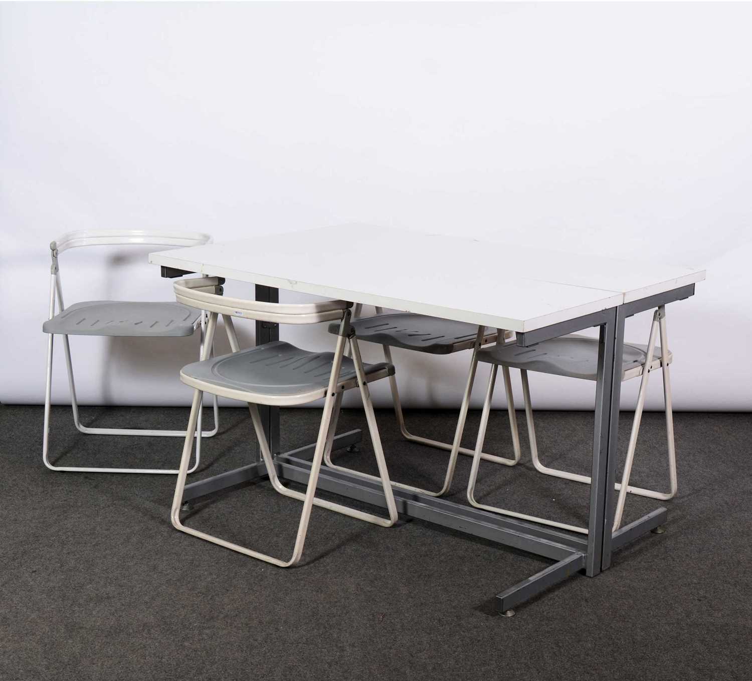 Lot 455 - Two-section studio table and four folding