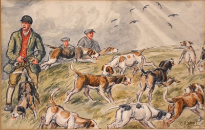 Lot 80 - George Anderson Short, two hunting watercolours
