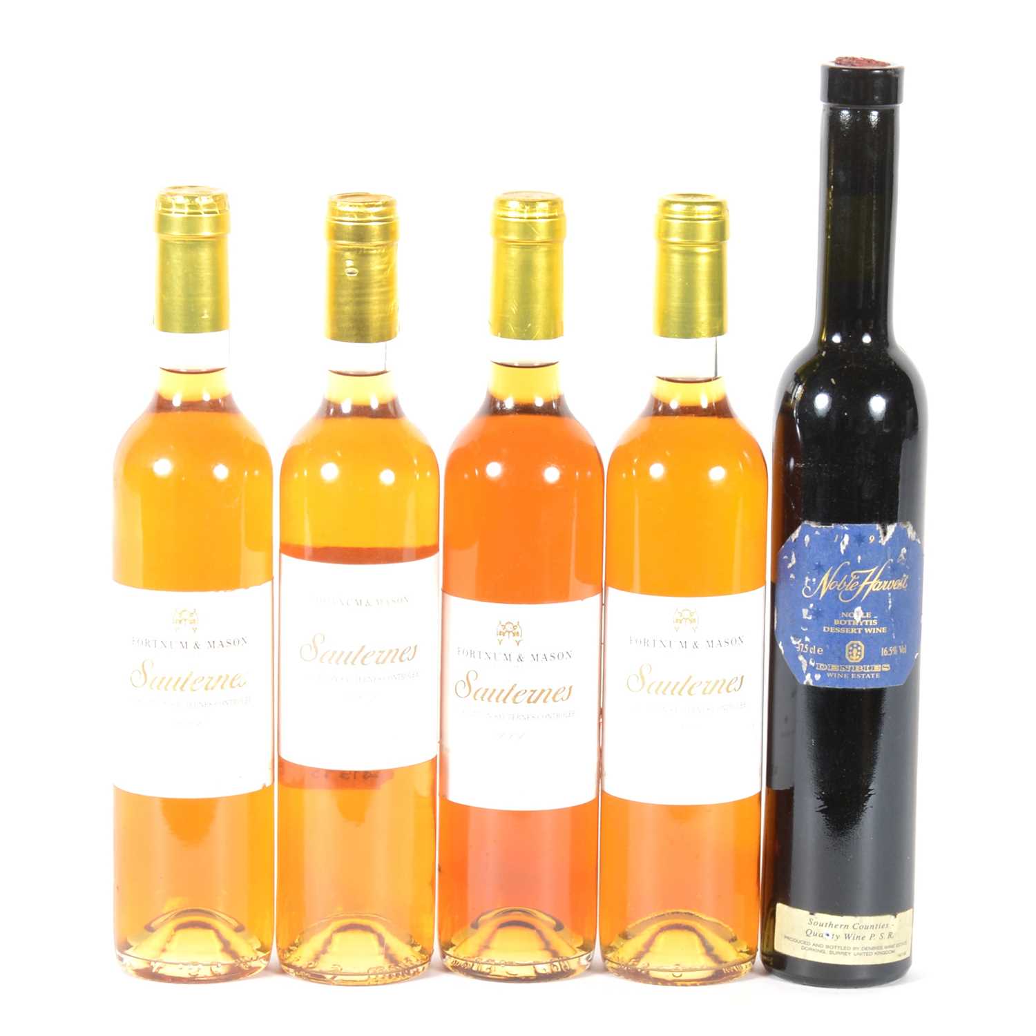 Lot 516 - Fortnum & Mason, four bottles of Sauternes, and another dessert wine from Denbies