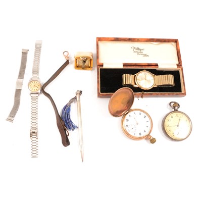 Lot 239A - Rotary gold case wristwatch, 9ct case, a 9ct buckle, swivel, etc