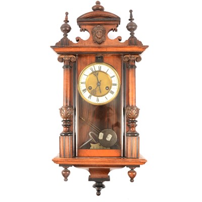 Lot 233 - Walnut veneer and beech Vienna-type wallclock, Winterhalter & Hofmeier