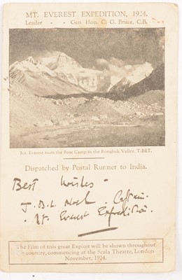 Lot 214 - Mount Everest Expedition 1924, Base Camp postcard with postmark.