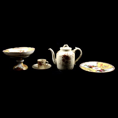 Lot 52 - Haviland & Co Limoges part coffee set, Dresden comport and plates, and Oriental ceramics.