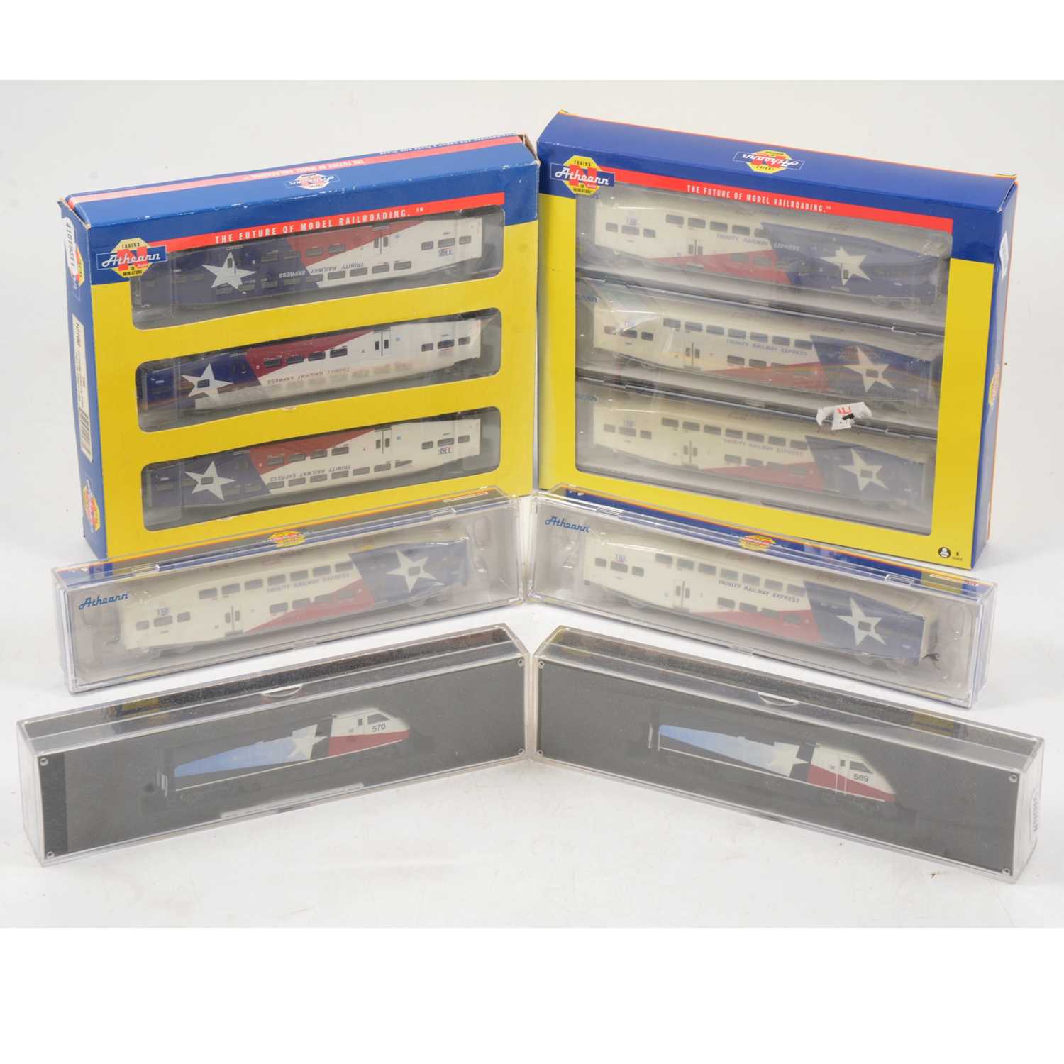 Lot 547 - Athearn N gauge model railways, ref F59PHI Dallas 'Trinity Railway Express' and others.