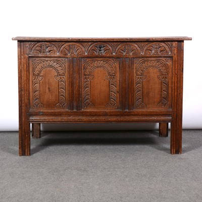 Lot 397 - Joined oak coffer, 18th Century