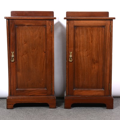 Lot 380 - Pair of Edwardian mahogany bedside cupboards